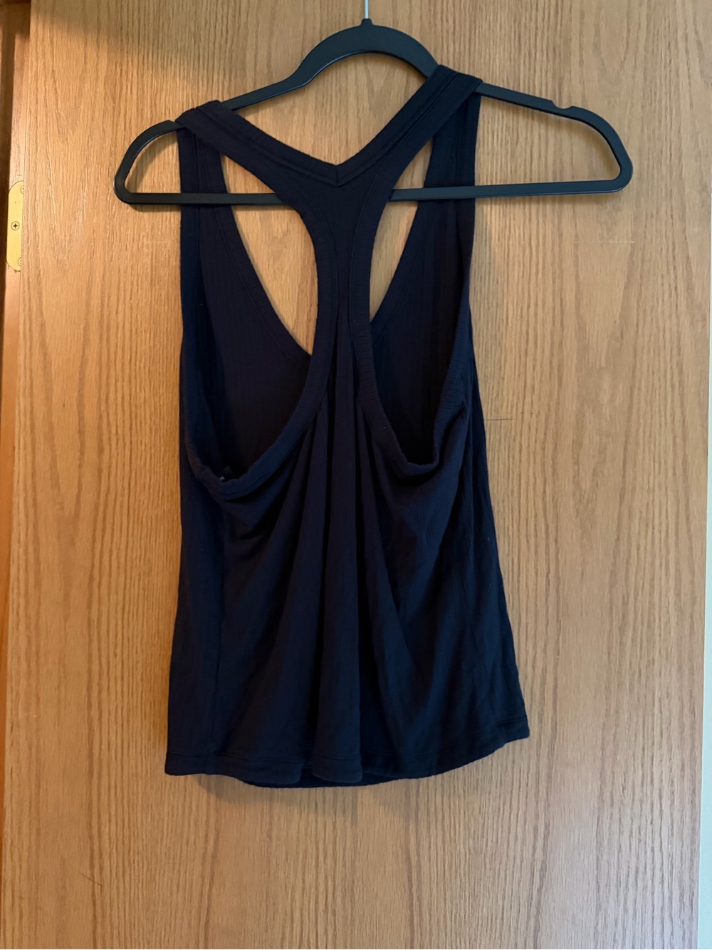 Athleta Black Ribbed V-Neck Racerback Tank - Picture 2 of 3